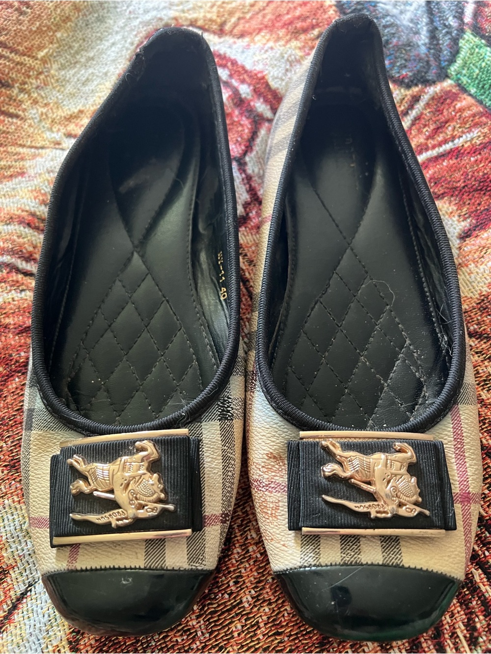 Classic Plaid Black Cap-Toe Ballet Flats